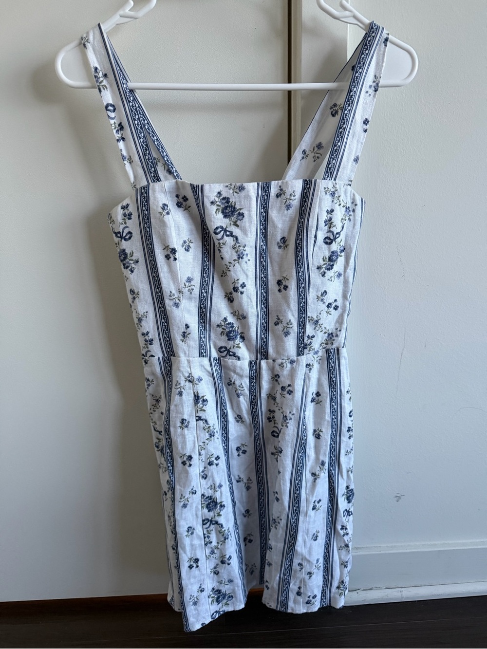 Reformation Blue Floral Striped Sundress with Straps